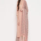 NOZ2TOZ Women's Foil Print & Gota Patti Work Straight Cotton Peach Kurta, Pant & Dupatta - Swadesiicart
