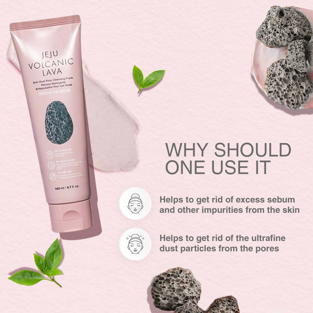 The Face Shop Jeju Volcanic Lava Cleansing Foam - Korean Skincare | Swadesiicart