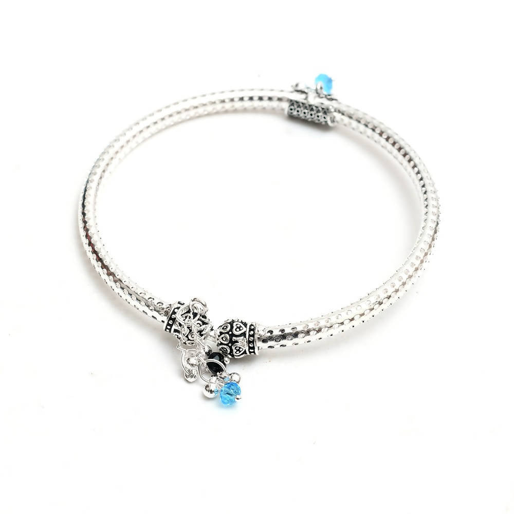 Mominos Fashion Kamal Johar Oxidised Silver Kadiyam Style Anklets | Swadesiicart