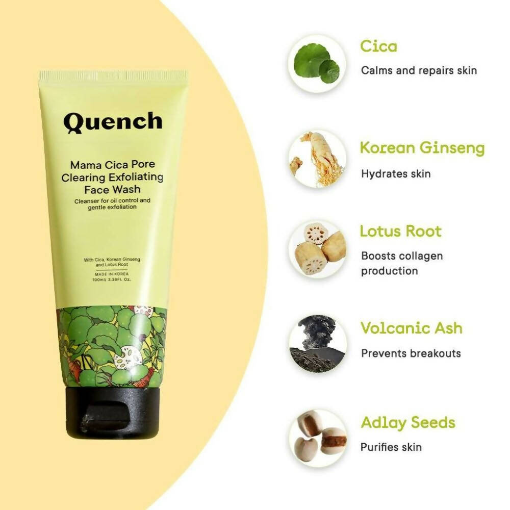Quench Botanics Mama Cica Pore Clearing Exfoliating Face Wash - Korean Skincare | Swadesiicart