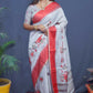 Jyoti Fashion Women's Maroon Linen Silk Digital Print with Jacquard Woven Border Saree with Blouse | Swadesiicart