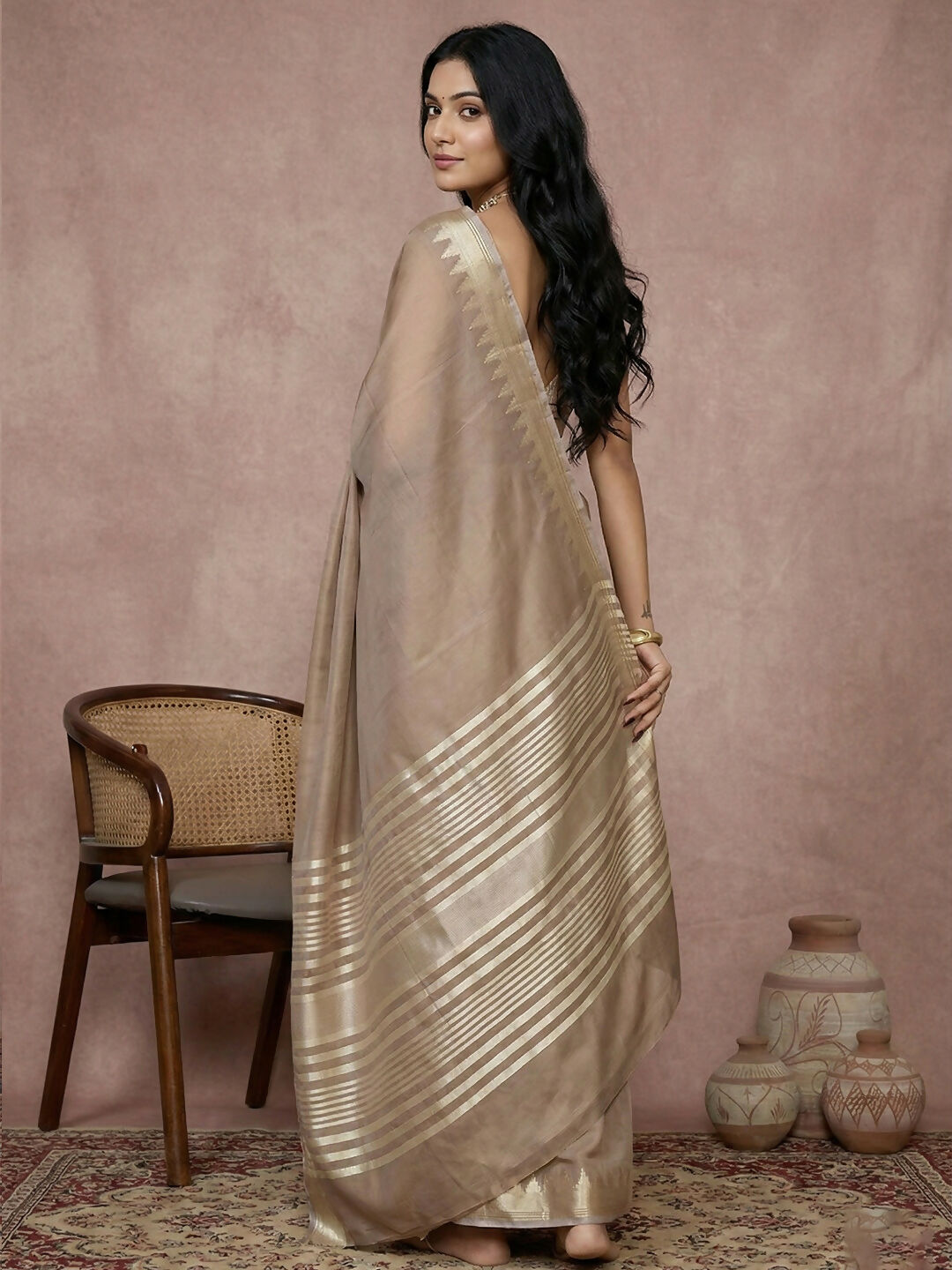 Shree Shyam Fashion Beige Cotton Saree