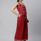 Ahalyaa Womens Maroon Chiffon Printed Jumpsuit - Swadesiicart