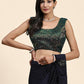 Navy Blue Imported Fabric Plain Ready to wear Saree with stitched Blouse - Vrinda | Swadesiicart