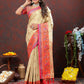 Lorenvalley Fashion Cream Kanjivaram Silk Woven Design with Zari Weaving Saree - Swadesiicart