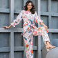 Women's Partywear Designer White & Multi Muslin co-ord set - Stylishta - Swadesiicart
