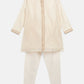 Ahalyaa Cream Chanderi Gold Print Kids Kurta Churidar Set For Boys | Swadesiicart