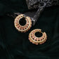 Ruby Raang Gold Polished Peach Round Kundan Loops | Swadesiicart