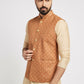 Ethnic India Brown Bundi Men's Jacket Abstract Blended | Swadesiicart