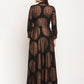 Ahalyaa Women Black Crepe Copper Foil Print Dress | Swadesiicart