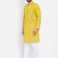 Even Apparels Yellow Men's Pure Cotton Kurta With Band Collar | Swadesiicart