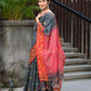 Beatitude Grey Slub Cotton Floral Jamdani Saree