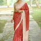 Vishnu Weaves Women's Red Tussar Silk Woven Saree with Blouse - Swadesiicart