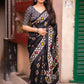 Black Silk Blend Ethnic Motifs Saree with Unstitched Blouse - Hiral Fashion