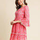 Pink Cotton Floral Printed Top - Himanshi - Swadesiicart