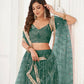 Aastha Fashion Bottle Green Butterfly Net Tone To Tone Thread Work, Sequence Work And Original Mirror Work Embroidery Wedding Wear Lehenga Choli