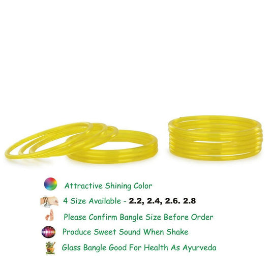 Afast Shining Yellow Glass Wedding, Party, Daily Use Bangle Set, Set Of 12 - Swadesiicart