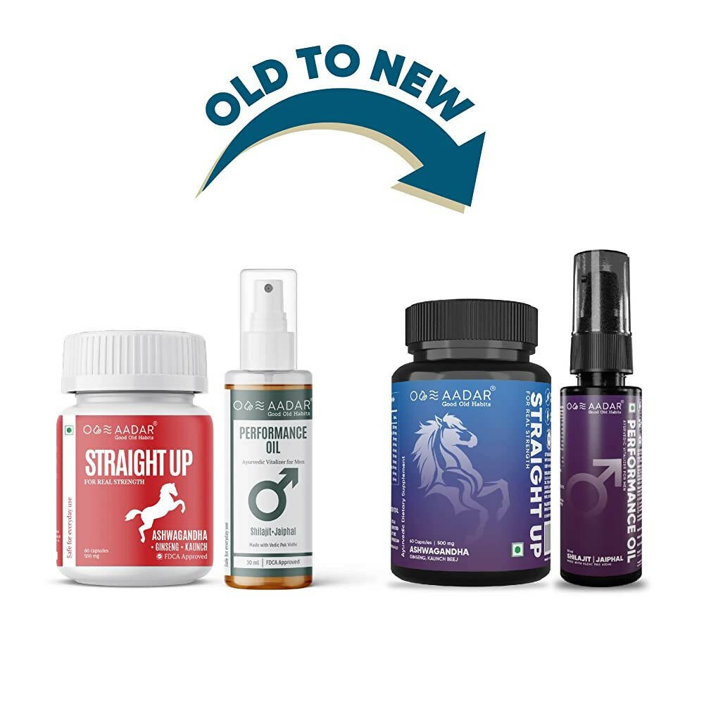 Aadar Ayurvedic Combo- Performance Oil & Straight Up Capsules - Swadesiicart