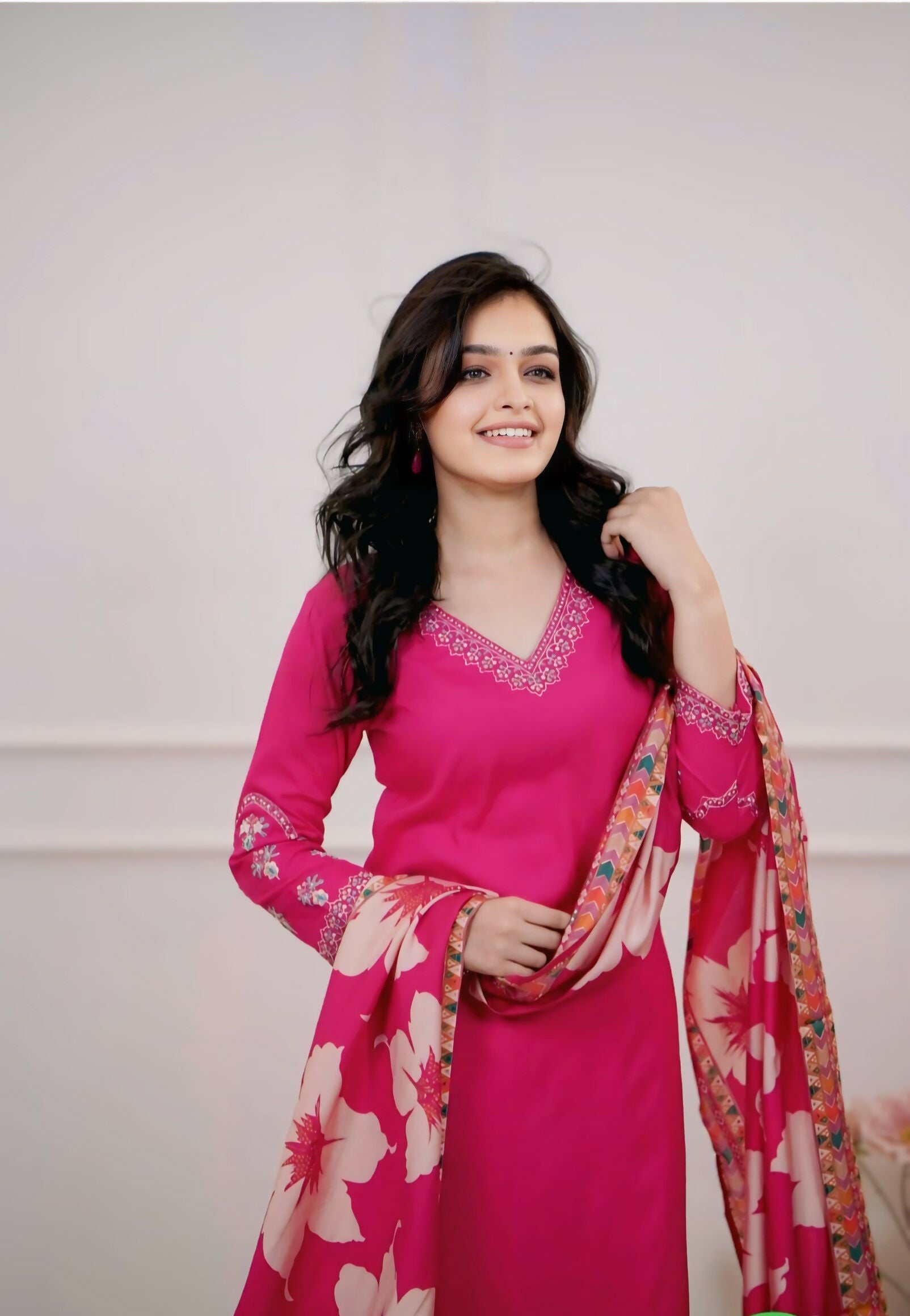 The52 Pink Women's Beautiful Viscose Silk Fabric Embroidered Work Straight Kurta Pant and Dupatta Set - Swadesiicart