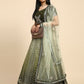 Green Fancy Net Sequence Embroidered Lehenga Choli with Dupatta - Dhara | Swadesiicart