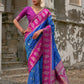 Vishnu Weaves Women's Firozi Kanchi Silk Woven Saree with Blouse - Swadesiicart