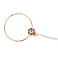 Gold-Pleated Red White Kundan Studded Beaded Chained Nosepin - Ruby Raang | Swadesiicart