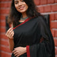 Very Much Indian Pure Cotton Handloom Saree With Intricate Border - Black | Swadesiicart