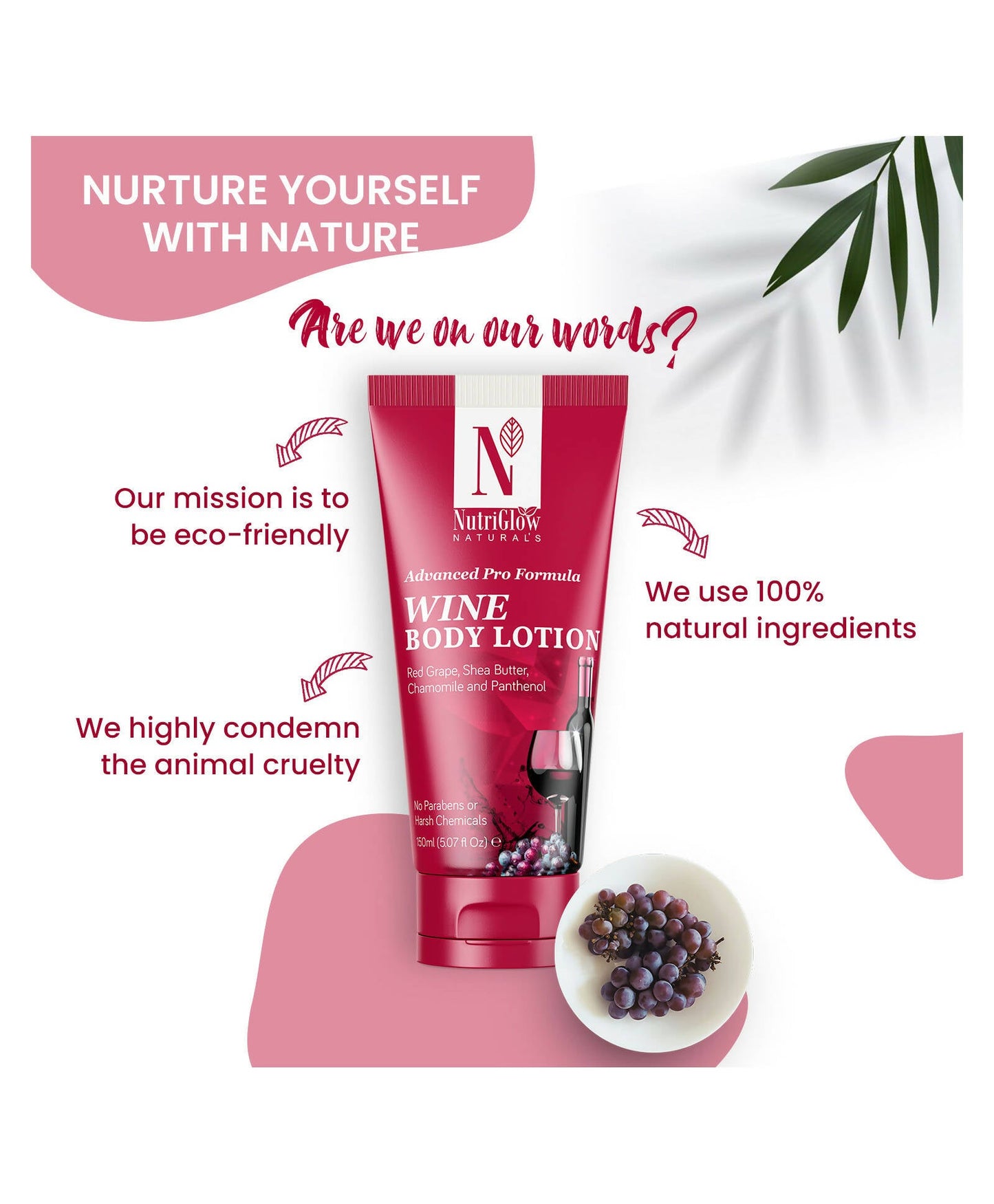 NutriGlow NATURAL'S Advanced Pro Formula Wine Body Lotion - Swadesiicart