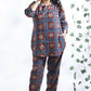 Breathables Women’S Blue Cotton Geometric Print Loungewear Co-Ord Set – Hip-Length Kurta & Pants