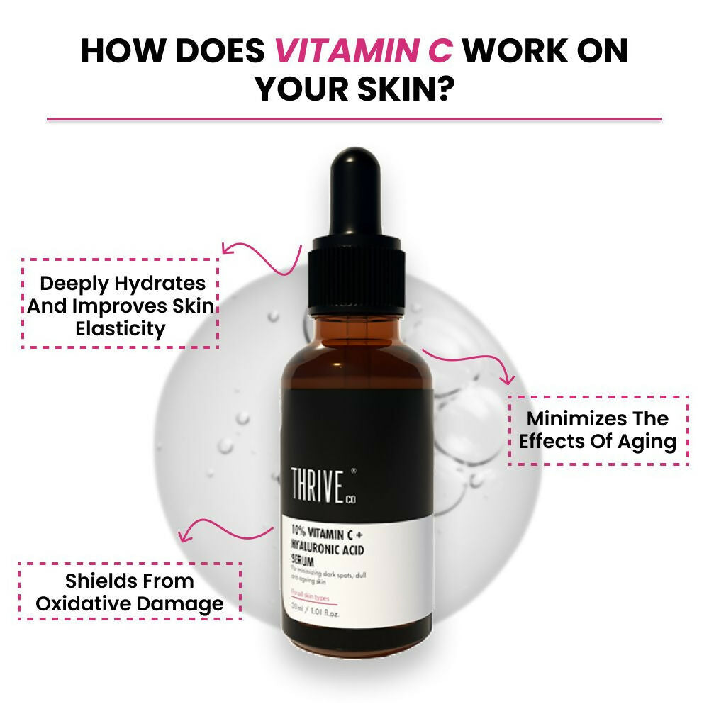 Thriveco 10% Vitamin C+ Hyaluronic Acid Serum | Swadesiicart