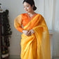 Vamsee Vasu Yellow Organza Saree - Swadesiicart