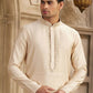 Raivat Ethnic Banarasi Art Silk Mirror Work Kurta Pajama In Beige Colour | Swadesiicart