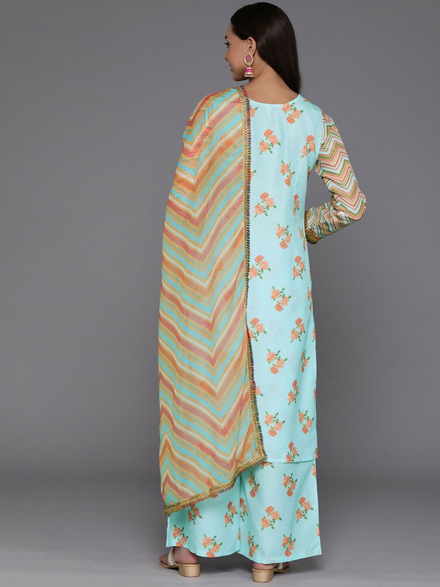 Ahalyaa Women's Traditional wear Kurta Set - Blue | Swadesiicart