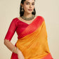 Vishnu Weaves Women's Mustard Raw Silk Thread Woven Saree with Blouse - Swadesiicart