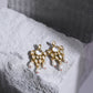 Gold-Toned White Contemporary Gold-Polished Drop Earrings - Ruby Raang | Swadesiicart