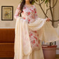The52 White Women's Gorgeous Embroidered Chinon Fabric Straight Kurta Palazzo and Dupatta Set - Swadesiicart