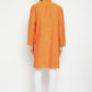 Even Apparels Orange Pure Cotton Long Men's Kurta With Band Collar | Swadesiicart