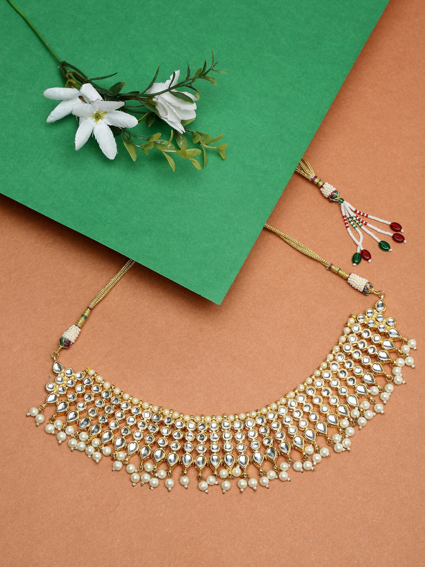 Kundan Pearl Choker - Ruby Raang | Swadesiicart
