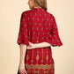 Anubhutee Maroon & Golden Printed Straight Kurti - Swadesiicart