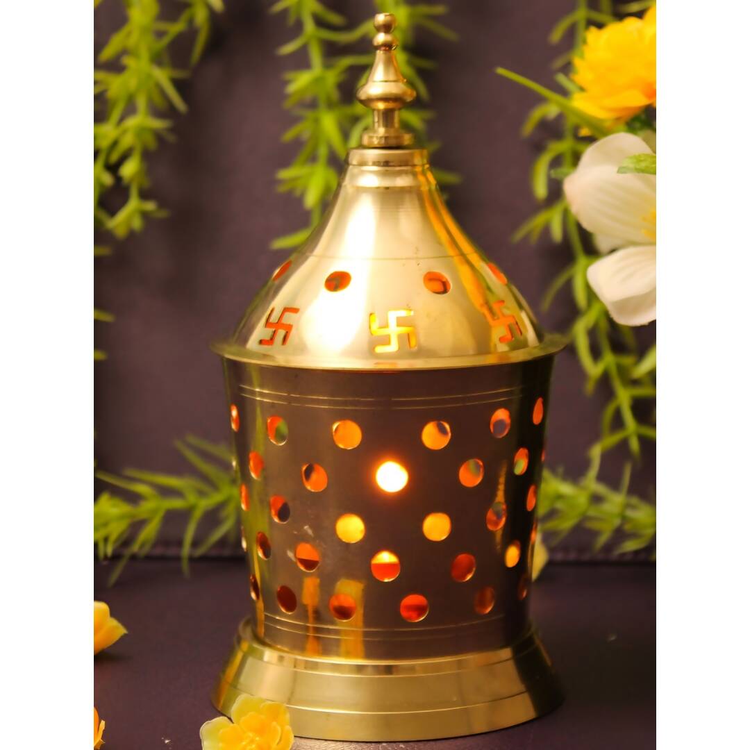 Spillbox Gold-Toned Brass Amar Lamp Pooja Essential | Swadesiicart