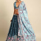 House of Panchhi Teal Blue Chinon Sequins embroidery Lehenga choli & Dupatta | Swadesiicart