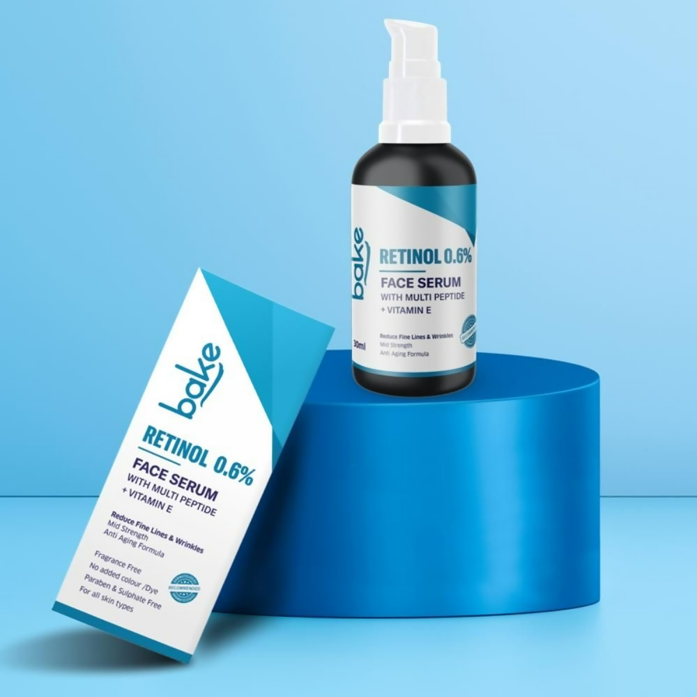 Bake 0.6% Retinol Mid Strength Face Serum With 2% Multi Peptide & Vitamin E | Swadesiicart