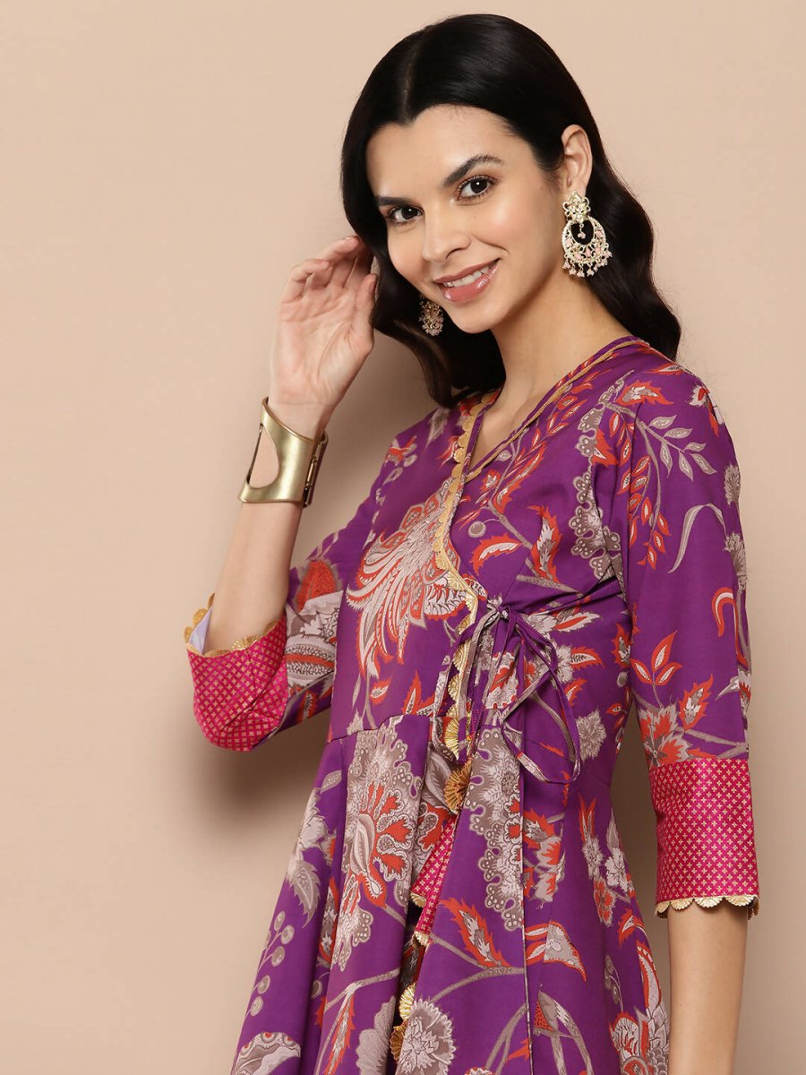 Ahalyaa Women's Traditional wear Tunic - Purple | Swadesiicart