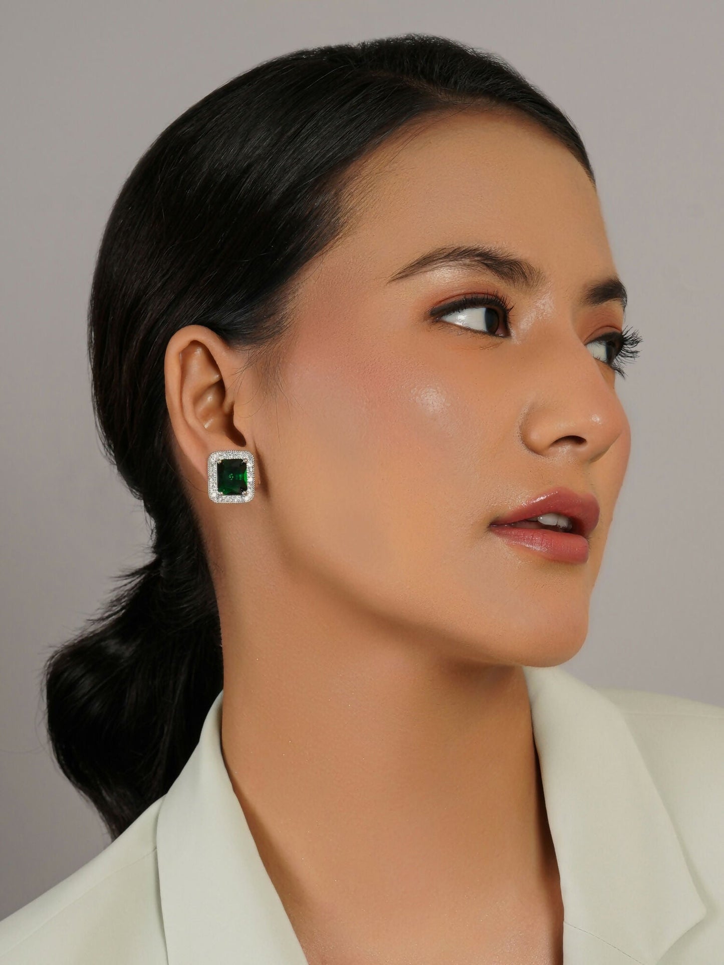 stone stud (green) - Ruby Raang - Swadesiicart