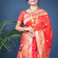 Jyoti Fashion Women's Red Paithani Silk Zari Woven Saree with Blouse | Swadesiicart