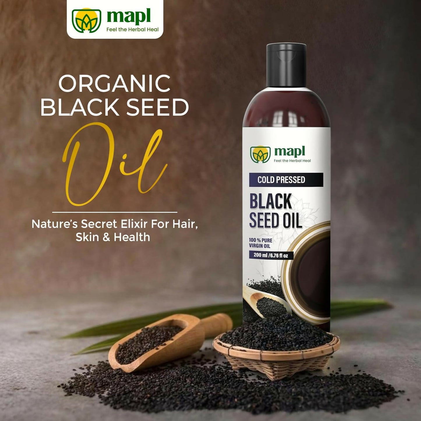 MAPL Organic Black Seed Oil Cold-Pressed | Swadesiicart