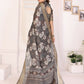 Joban Fashion Dark Grey Floral Print pattern Banarasi Silk Sarees | Swadesiicart