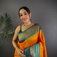 Joban Fashion Banarasi Orange Woven Soft Silk Saree | Swadesiicart
