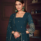Jyoti Fashion Women's Rama Georgette Embroidered Anarkali Kurta Pant Set With Dupatta | Swadesiicart