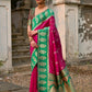 Vishnu Weaves Women's Pink Kanchi Silk Woven Saree with Blouse - Swadesiicart
